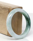 Baikalla Natural Deep Forest Green Patch Jadeite Jade "Half Round" Bangle Bracelet (54.1mm)