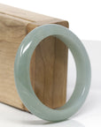 Baikalla Natural Oil-Green Jadeite Jade "Half Round" Bangle Bracelet (54.6mm)
