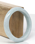 Baikalla Natural Light Blue-Green Jadeite Jade "Half Round" Bangle Bracelet (57.4mm)