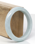 Baikalla Natural Light Blue-Green Jadeite Jade "Half Round" Bangle Bracelet (57.4mm)