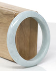 Baikalla Natural Light Blue-Green Jadeite Jade "Half Round" Bangle Bracelet (57.4mm)