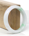 Baikalla Genuine White & Green Burmese Jadeite Jade Bangle Bracelet (57.02mm)