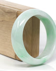 Baikalla Classic Green Natural Jadeite Jade Wider Bangle Bracelet (57.8 mm)
