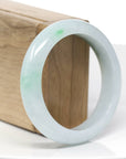 "Classic Princess Half Round" Genuine Burmese Forest Green & White Jadeite Jade Bangle Bracelet (56.11 mm )