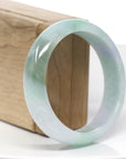 Classic Forest Green & Lavender Jadeite Jade Bangle Bracelet (58.61 mm)