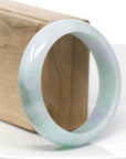 Classic Forest Green & Lavender Jadeite Jade Bangle Bracelet (58.61 mm)