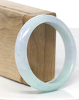 "Princess Half Round" Lavender Green Natural Jadeite Jade Bangle (56.62 mm)