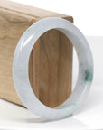 "Classic Bangle" Green & White Jadeite Jade Bangle Bracelet (57.51 mm)