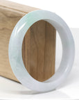 Genuine White & Green Burmese Jadeite Jade Bangle Bracelet (58.36 mm)