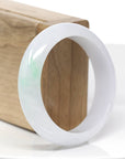 Genuine White & Green Burmese Jadeite Jade Bangle Bracelet (55.64 mm)