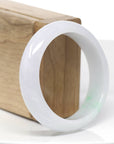 Genuine White & Green Burmese Jadeite Jade Bangle Bracelet (55.64 mm)