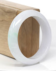 Genuine White & Green Burmese Jadeite Jade Bangle Bracelet (55.64 mm)