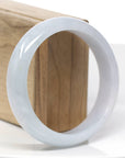 "Princess Half Round" Lavender & Green Jadeite Jade Bangle Bracelet (59.30 mm)