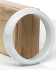 Genuine Burmese White Lavender Jadeite Jade Bangle Bracelet (59.7mm)