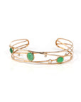 Baikalla Jewelry Gold Jade Bracelet 18k Rose Gold Oval Bracelet Bangle with Jade & Diamonds