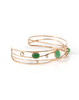 Baikalla Jewelry Gold Jade Bracelet 18k Rose Gold Oval Bracelet Bangle with Jade & Diamonds