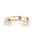 Baikalla Jewelry Gold Jade Bracelet 18k Rose Gold Oval Bracelet Bangle with Jade & Diamonds