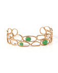 Baikalla Jewelry Gold Jade Bracelet 18k Rose Gold Oval Bracelet Bangle with Jade & Diamonds