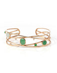Baikalla Jewelry Gold Jade Bracelet 18k Rose Gold Oval Bracelet Bangle with Jade & Diamonds
