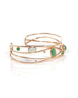 Baikalla Jewelry Gold Jade Bracelet 18k Rose Gold Oval Bracelet Bangle with Jade & Diamonds