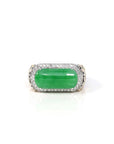 Baikalla Jewelry Jadeite Engagement Ring Copy of Baikalla 18k White 2 Tone Gold Natural Imperial Green Jadeite Jade Men's Ring With Diamonds