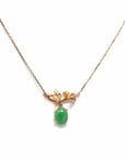Baikalla Jewelry Gold Jadeite Necklace Copy of 18k Rose Gold Jadeite Jade Diamond Pendant Necklace Ginkgo Leaf