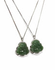 Baikalla Baikalla™ Sterling Silver Genuine Nephrite Green Jade Small Buddha Pendant Necklace
