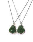Baikalla Baikalla™ Sterling Silver Genuine Nephrite Green Jade Small Buddha Pendant Necklace