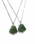 Baikalla Baikalla™ Sterling Silver Genuine Nephrite Green Jade Small Buddha Pendant Necklace