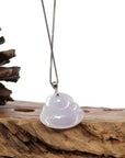 Baikalla Jewelry Jade Buddha Pendant Copy of "Laughing Buddha" 14k White Gold Genuine Light Lavender Green, Jadeite Jade Buddha Necklace With Diamond Bail