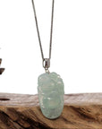 Baikalla Jewelry Jade Buddha Pendant Copy of Baikalla™ "Laughing Buddha" Genuine Vibrant Green Jadeite Buddha Pendant Necklace With 14k White Gold Diamond Bail