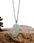 Baikalla Jewelry Jade Buddha Pendant Copy of Baikalla™ "Laughing Buddha" Genuine Vibrant Green Jadeite Buddha Pendant Necklace With 14k White Gold Diamond Bail