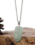 Baikalla Jewelry Jade Buddha Pendant Copy of Baikalla™ "Laughing Buddha" Genuine Vibrant Green Jadeite Buddha Pendant Necklace With 14k White Gold Diamond Bail