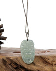 Baikalla Jewelry Jade Buddha Pendant Copy of Baikalla™ "Laughing Buddha" Genuine Vibrant Green Jadeite Buddha Pendant Necklace With 14k White Gold Diamond Bail