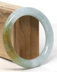 Natural Burmese Green-ish Yellow Jadeite Jade Traditional Bangle Bracelet (56.6mm)