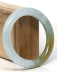 Natural Burmese Green-ish Yellow Jadeite Jade Traditional Bangle Bracelet (56.6mm)