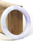 Baikalla "Half Round" White-Lavender Jadeite Jade Bangle (56.5mm)