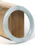 Natural Burmese Light Icy Green Jadeite Jade Traditional Bangle Bracelet (56.4 mm)