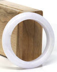 Baikalla "Half Round" Natural Light-Lavender Jadeite Jade Bangle (53.6mm)