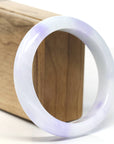 Baikalla "Half Round" White-Lavender Natural Jadeite Jade Bangle (59.6mm)