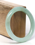 Natural Burmese Green Jadeite Jade Traditional Round Bangle Bracelet (54.6mm)