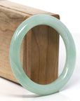 Natural Burmese Green Jadeite Jade Traditional Round Bangle Bracelet (54.6mm)