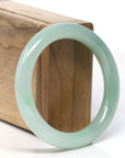 Natural Burmese Green Jadeite Jade Traditional Round Bangle Bracelet (54.6mm)
