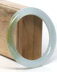 Natural Burmese Icy Green-ish Yellow Jadeite Jade Traditional Bangle Bracelet (58 mm)