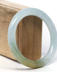 Natural Burmese Icy Green-ish Yellow Jadeite Jade Traditional Bangle Bracelet (58 mm)