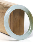 Natural Burmese Icy Green-ish Yellow Jadeite Jade Traditional Bangle Bracelet (58 mm)