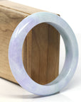 "Princess Half Round" Lavender Green Natural Jadeite Jade Bangle (57mm)