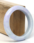 "Princess Half Round" Lavender Green Natural Jadeite Jade Bangle (57mm)