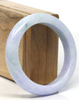 "Princess Half Round" Lavender Green Natural Jadeite Jade Bangle (57mm)