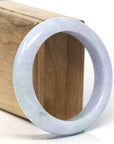 "Princess Half Round" Lavender Green Natural Jadeite Jade Bangle (57mm)